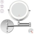 thumbnail image 1 of LED Lighted Makeup Mirror - 10X Magnifying Illuminated Wall Mounted Bathroom Mirror, Two Sided, Flexible Gooseneck, 360 Rotation with USB Cable Operated, 1 of 7