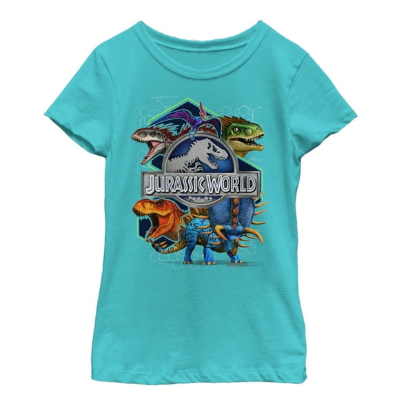 Girl's Jurassic World Dino DNA Sequence  Graphic Tee Tahiti Blue Small
