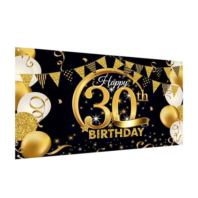 Billuyoard Banner de fiesta de cumpleaños, decoración de pared de fondo con tema de cumpleaños en casa Kits de decoración para fiestas 30 años