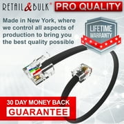 1 Foot RJ11 Telephone Cord - Landline Phone Cable, 4 Wire, 100% Copper (1 ft, Black) Made in USA