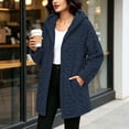 thumbnail image 5 of Fnooota Womens Fleece Jackets, Warm Long Sleeve Mid-length Lightweight Winter Outerwear with Pockets Navy Size S, 5 of 7