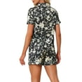thumbnail image 3 of INSPIRAR CHIC Ropa de descanso para mujeres, pijama de verano con camisa de botones y pantalones cortos, conjunto L negro-blanco, 3 of 6