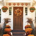 thumbnail image 3 of Corona de calabaza, exquisita decoración de interiores con girasoles y bayas, 50 cm, materiales duraderos, corona de otoño para puerta de entrada y ambiente cálido hogareño, 3 of 8