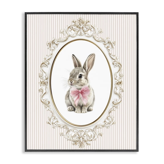 Stupell Industries Ornate Border Bunny Black Framed Giclee Art, design by Christine Simpson Art