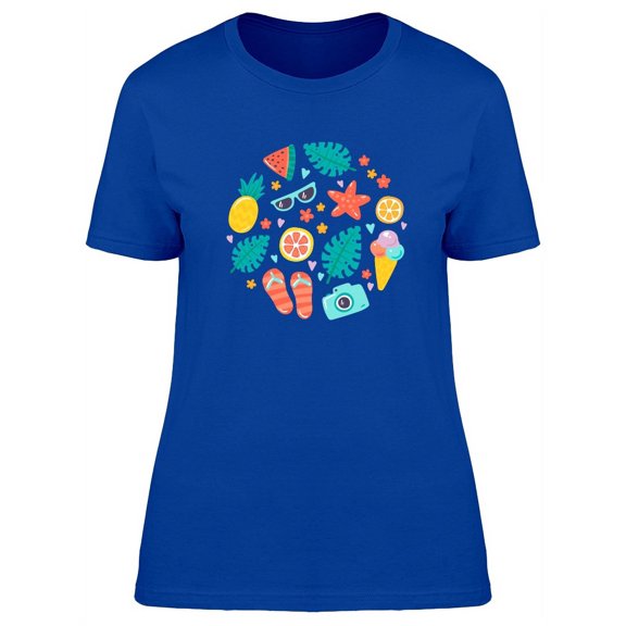 Trendy Colorful Summer Doodles T-Shirt Women -Image by Shutterstock, Female Small