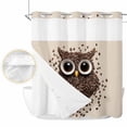 thumbnail image 2 of Coffee Owl No Hook Shower Curtain Waterproof, Bathroom Curtains with Snap in Liners and See Through Top Window, Cute Bird Big Eyes Animals Brown Beans Hotel Style Bathtub Curtains Shower 72"Wx78"L, 2 of 8