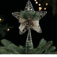 thumbnail image 5 of MOQIN 10-Inch Natural Star with Pinecones,Christmas Tree Star Topper Pine Picks Red Berry Bow Christmas Treetop Decoration with Spring Support for Holidays Indoor Festive Party Home Ornament, 5 of 6