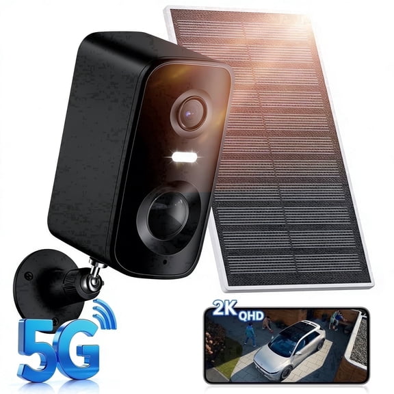 Solar Security Camera Wireless Outdoor - HD 2K Battery Powered Cameras for Home Security Outside, 2.4G&5G WiFi Surveillance Indoor, AI Motion Detection, Color Night Vision, 2-Way Talk, Waterproof