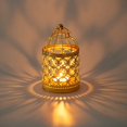 thumbnail image 3 of 2 Pcs Small Metal Tealight Hanging Birdcage Lantern, Vintage, 3 of 5