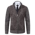 thumbnail image 1 of MIASHUI Chandail d'Hiver Chaud pour Hommes à Carreaux Col Montant Cardigan Manches Longues Confort Extérieur Marron,G, 1 of 4