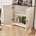 thumbnail image 4 of UZUGUL White 5-Tier Corner Display Cabinet, Triangle Back for Wall Corner, Fluted Glass Doors, Adjustable Shelf, Anti-Tip, 4 of 8