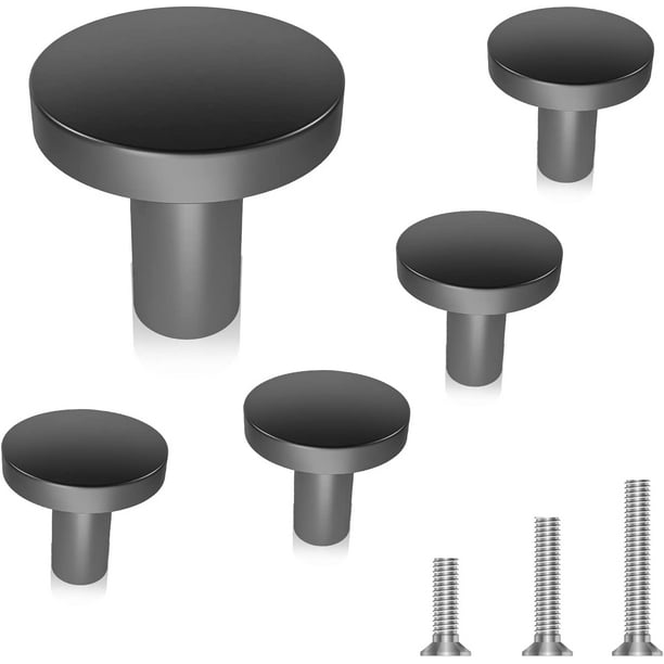 Matte Black Knob Matte Round Kitchen Door Knobs Zinc