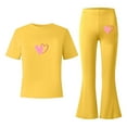 thumbnail image 5 of RMGVDSD Girls Clothes 2Pcs Heart Print Short Sleeve Crewneck T Shirts And Flared Pants Set Stylish Valentine'S Day Outfits Kids Daily Wear Little Girl Clothes, 5 of 5
