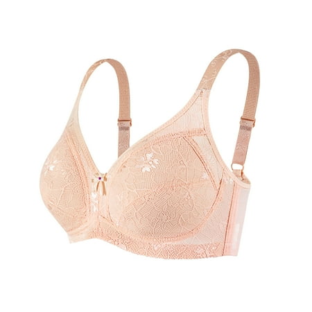 Summer Savings Akafmk Plus Size Womens Bras  Push Up Bras for Women  Underwire Without Steel Ring Bra Sponge Large Size Gathering Sagging Large Cup Collection Accessory Breast Lace Bra Beige L