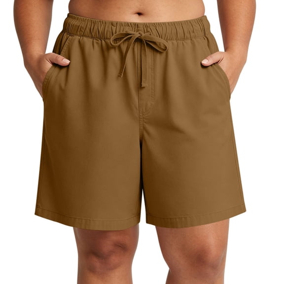 hoksml Women Plus Size Drawstring Casual Shorts, L-5XL Elastic Waist Summer Shorts with Pockets