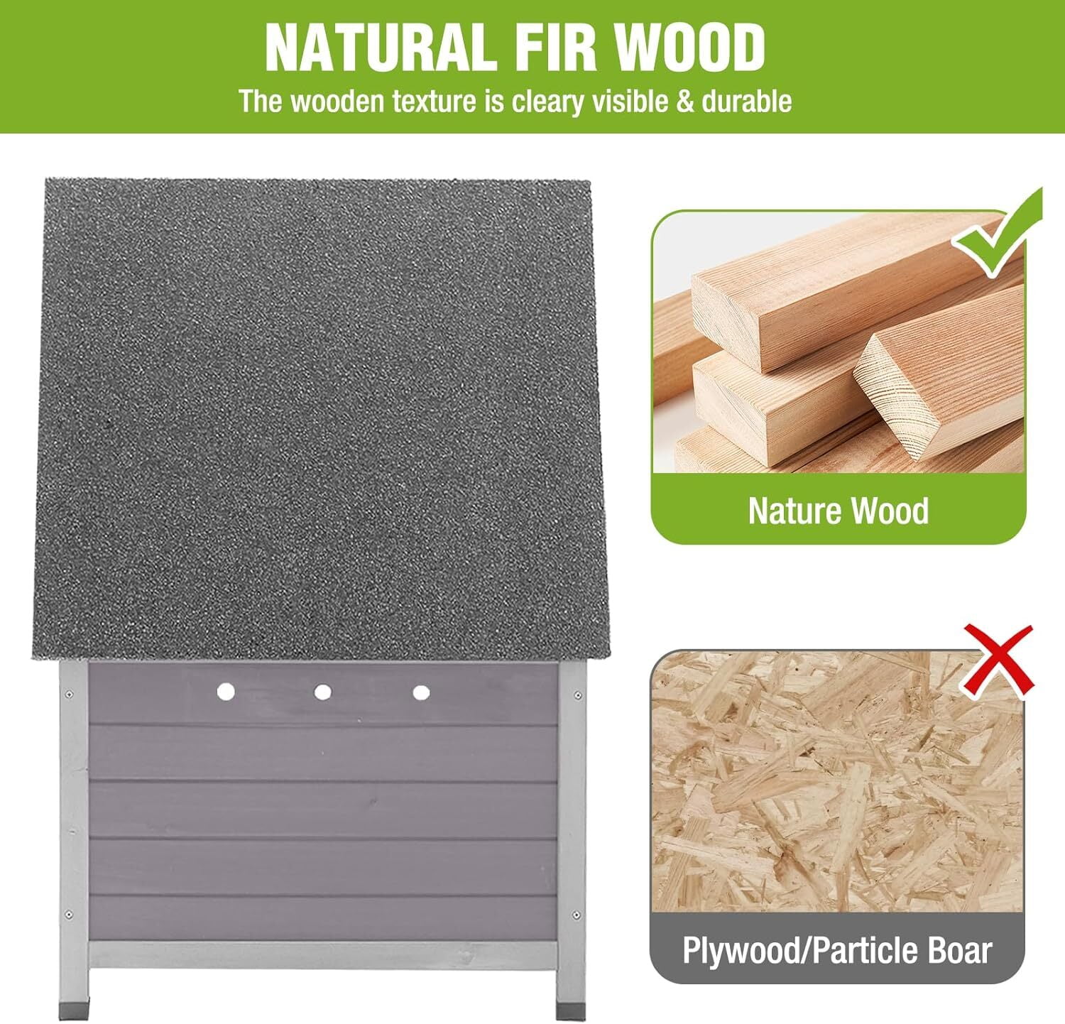 Aivituvin Outdoor Cat House Waterproof Cat Shelter, Wooden Feral Cat House Outside with Openable Top and Removable Floor Gray