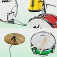 thumbnail image 4 of ADM 3-Piece Junior Drum Set for Kids Beginners, Kids Drum Kit with Full set of silent mats, Adjustable Throne, Cymbal, Pedal & Drumsticks - Red, Yellow, Green, 4 of 7