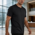 thumbnail image 7 of PNTUTB Summer Tops for Men Button-Down V-Neck T-Shirt Solid-Color Casual Loose Comfortable Breathable Versatile Short-Sleeve T-Shirts, 7 of 7