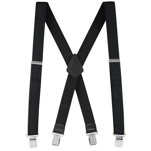 Buyless Fashion Textured Suspenders for Men - 48" Adjustable Straps 1 1/4" - X Back with Metal Clips