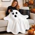 thumbnail image 6 of Halloween Flannel Throw Blanket, Ghost Pattern Soft Cozy Blanket for Couch Bed Sofa Living Room Decor, Halloween Home Decor Blanket, Decorative Holiday Throw Blanket for Seasonal Decoration, 6 of 7