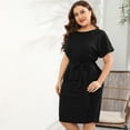 thumbnail image 3 of Yesfashion Women Plus Size Bodycon Elegant Midi Dress Peplum Business Office Sheath Cocktail Dress With Belt, 3 of 5