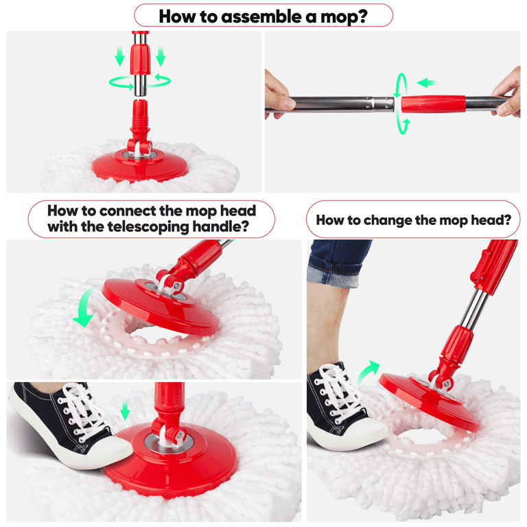 Sugarday Spin Mop and Bucket System, Durable Stainless Steel