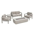 thumbnail image 3 of GDF Studio Alec Outdoor Aluminum 4 Seater Chat Set with Fire Pit, Silver, Khaki, and Light Gray, 3 of 12