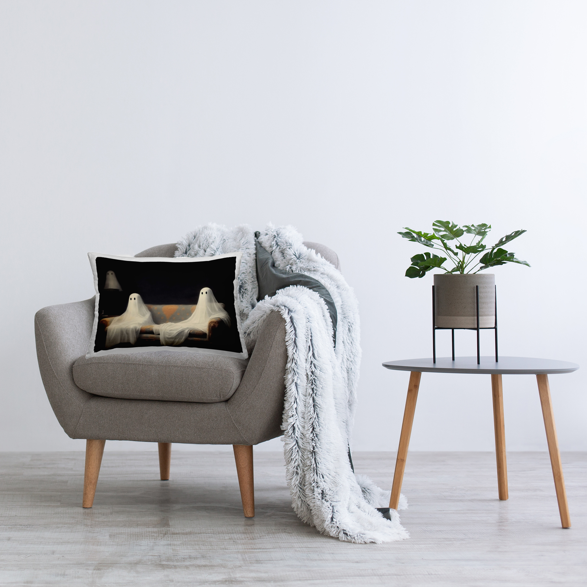Stupell Industries Spooky Couch Ghost Duo Decorative Printed Throw Pillow, design by LSR Design Studio