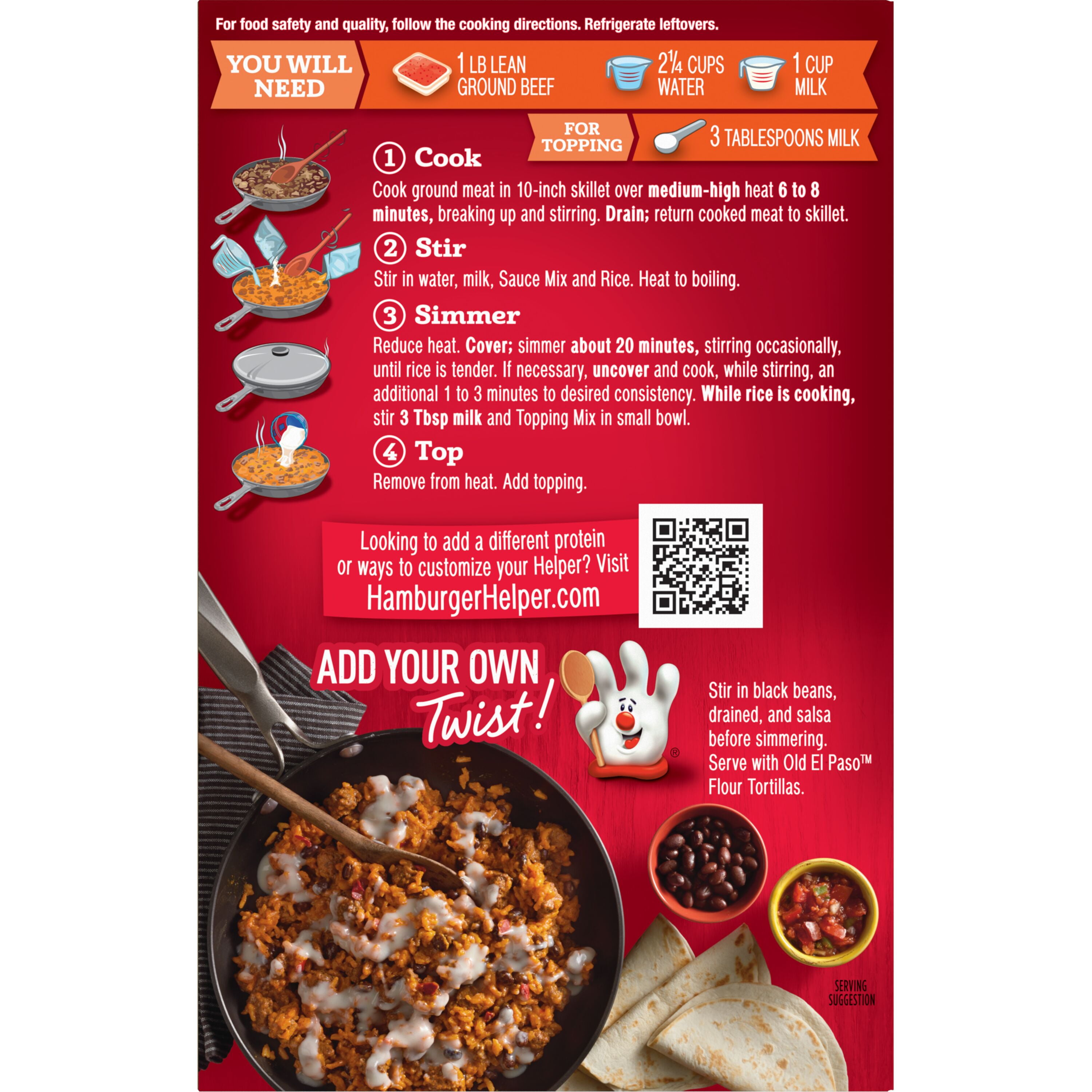 Hamburger Helper Cheesy Enchilada Rice, 7.5 oz Box