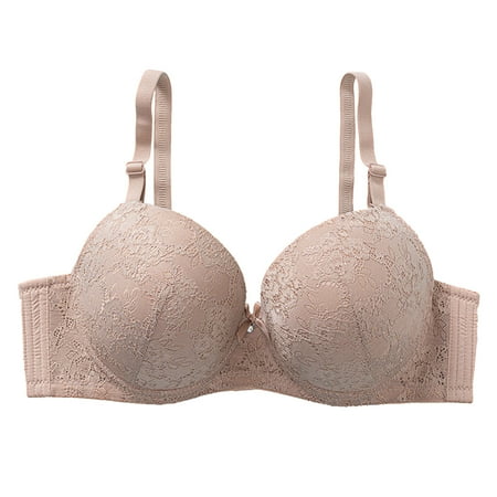 Riforla Foreign Trade Lace Thin Cup Middle Elderly Comfortable Underwear Three of Buttons Women s Bra Bras for Older Women Khaki 40