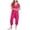 Hot Pink, variant on Diufon Womens Casual Rompers Solid Color Capris Playsuits V Neck Short Sleeve Bodysuits with Pockets