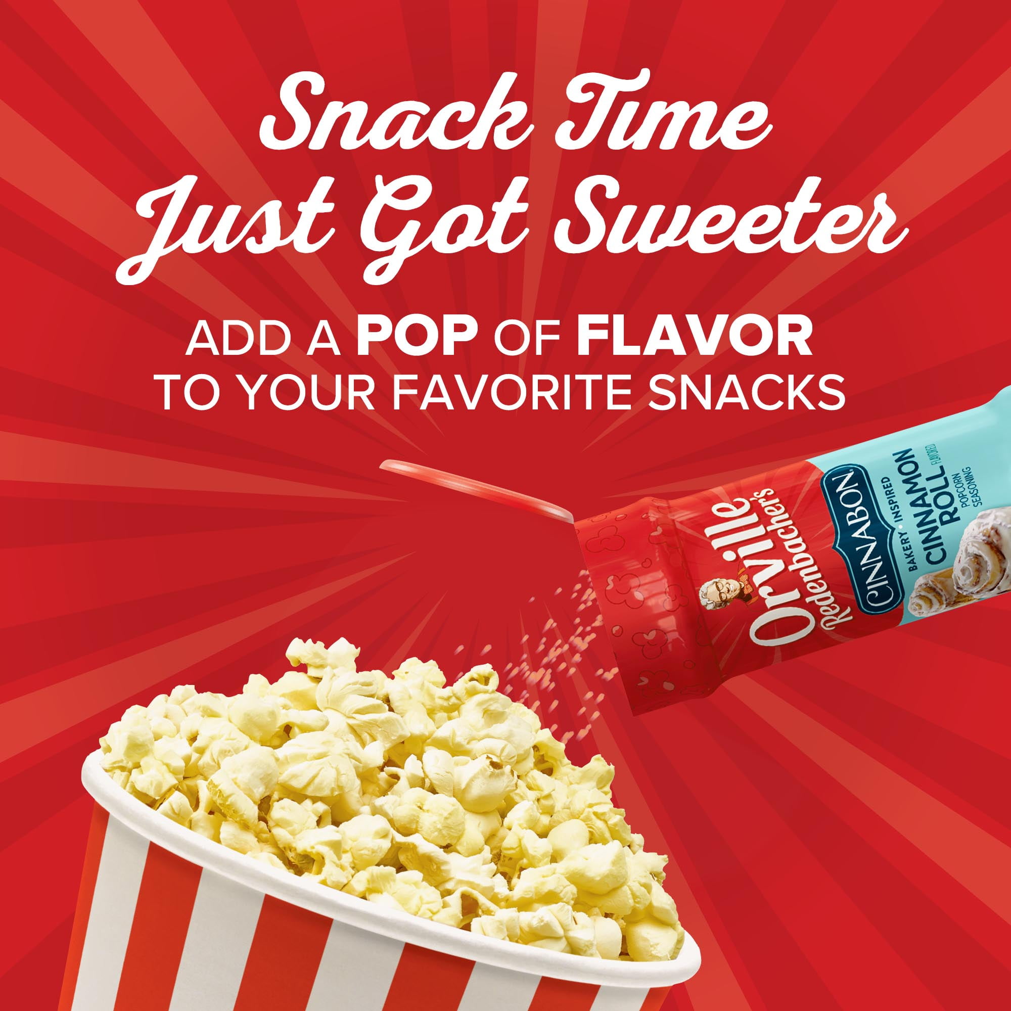 Orville Redenbacher's Cinnabon Bakery Inspired Cinnamon Roll Flavored Popcorn Seasoning, 3.3 oz.
