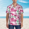 thumbnail image 2 of Sikiie Flamingo Print Men's Hawaiian Shirt, Summer Beach Button Pocket Short Sleeve T-Shirt,3X-Large, 2 of 7