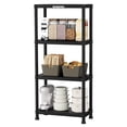 thumbnail image 5 of WORKPRO 4-Tier Plastic Storage Shelf, Black Utility Shelving Unit with Wall Brackets, Tool-Free Assembly for Garage, Laundry Room & Basement, 5 of 8