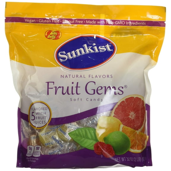 Sunkist Fruit Gems Soft MFF30 Candy, Assorted Natural Flavors, 2-lb