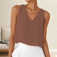 thumbnail image 2 of Women's Round-Neck Knit Vest – Solid Color Loose-Fit Cotton-Linen Sleeveless Top, Casual Layering Essential (Blue, Navy, Black, White, Red, Yellow, Coffee, Wine | M-XXL) | Yubnlvae (Coffee | XL), 2 of 4