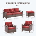 thumbnail image 3 of Opohoro 7-Piece Outdoor Conversation Set with Deep Seet Patio Sofa, Wicker Chairs and Ottomans, Red, 3 of 11
