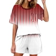 thumbnail image 1 of Conjunto de pijama de mujer de moda de color sólido de manga corta cuello redondo y pantalones con poliéster suave, desgaste de casa transpirable para verano diario, 1 of 9