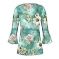 thumbnail image 5 of Pompotops Tunique Décontractée à Manches 3/4 Imprimée Florale Col en V pour Femmes Chemises Basiques d'Été Blouse Plissée Liquidation, 5 of 5