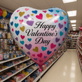 thumbnail image 3 of Happy Valentine's Day Heart Foil Balloons 3 Pack Pink Blue balloons, 3 of 3