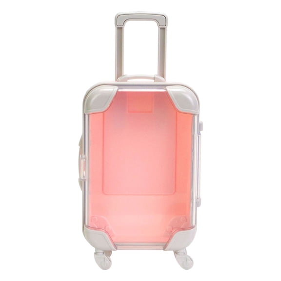 Mini Suitcase Party Favor Boxes 1 Pack, 2.95X1.37X5.11" Miniature Luggage Bin with Wheels & Handle, Tiny Trolley Storage Case with Clear Lid, Plastic Candy Storage Case for Jewelry Birthday Party