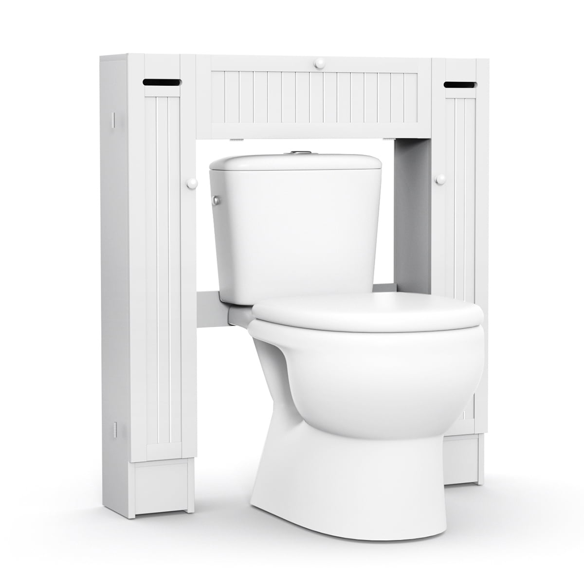 White HOMCOM Freestanding Over Toilet Bathroom Storage Cabinet