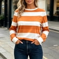 thumbnail image 2 of Diufon Striped Long Sleeve Shirt for Women Color Block Round Neck Pullover Tops Soft Comfy Tunic Basic Tees, 2 of 8