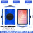 thumbnail image 3 of For Samsung Galaxy Tab S11 Ultra Case 14.6 inch SM-X930/SM-X936B, 360 Hand Strap, Shoulder Strap, Kickstand, Rugged Drop Protection, Blue, 3 of 7