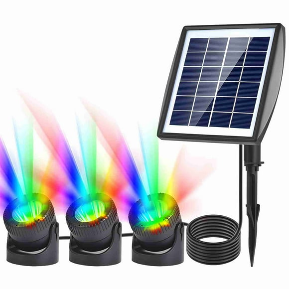 Solar Lights, Garden Outdoor Proof Water, LED Solar Pathway Lights with 3 Adjustable Heads, Stake Included, 2200mAh Battery, for Landscape, Yard, Pool, Walkway Warm White,