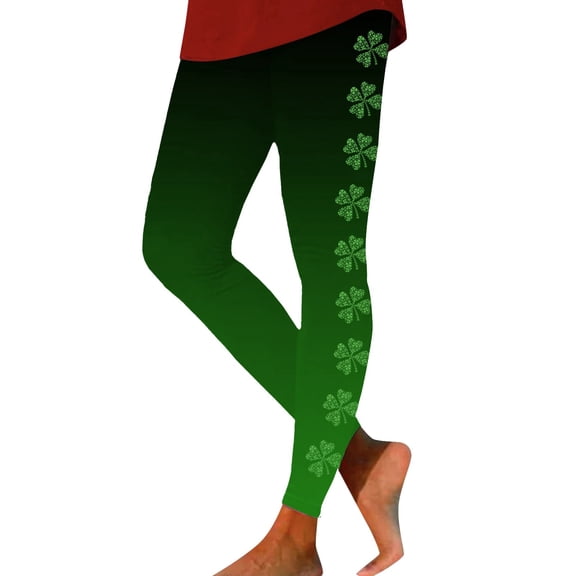 Wangmeiwg St Patricks Day Leggings for Women High Waist Slim Fit Women's Leggings with Festive Deer Print for Holiday Comfort and Style Army Green S