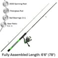 thumbnail image 3 of Wakeman Fishing Rod and Reel Combo for Bass, Salmon, or Catfish, Green, 3 of 7