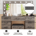 thumbnail image 5 of Ktaxon Large Makeup Vanity, Get Ready with Me GRWM Vanity Table Set w/ Visible Glass Top w/ Charging Station, Gray, 5 of 8