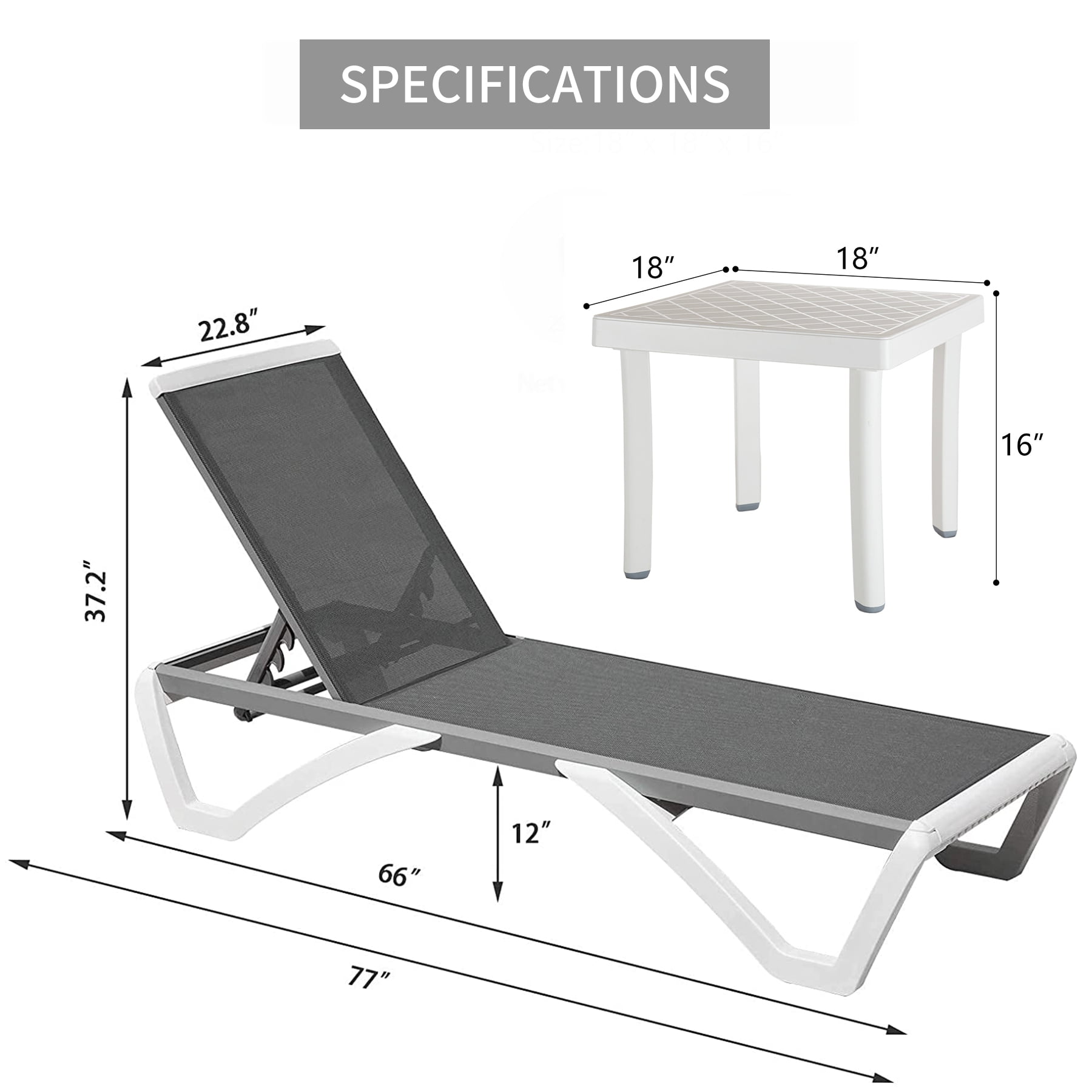 Buy Domi Patio Chaise Lounge Chair Set of 3,Outdoor Aluminum ...