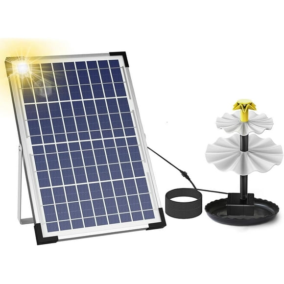 ERDS-10W Solar Bird Bath Fountain 3-Tier Water Pump Set with Fruit Top Solar Powered Waterfall Feature for Birdbath Garden Backyard Pond Pool Outdoor Decoration
